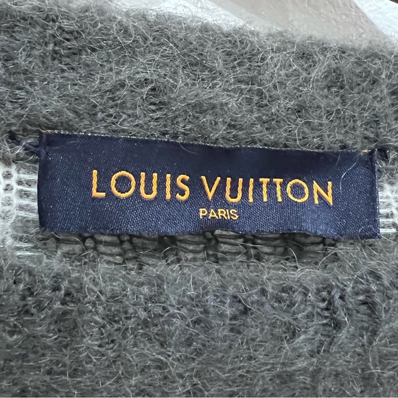 LOUIS VUITTON Men’s USA Flag Gray White Jacquard Mohair Crewneck Sweater, L - Picture 3 of 15